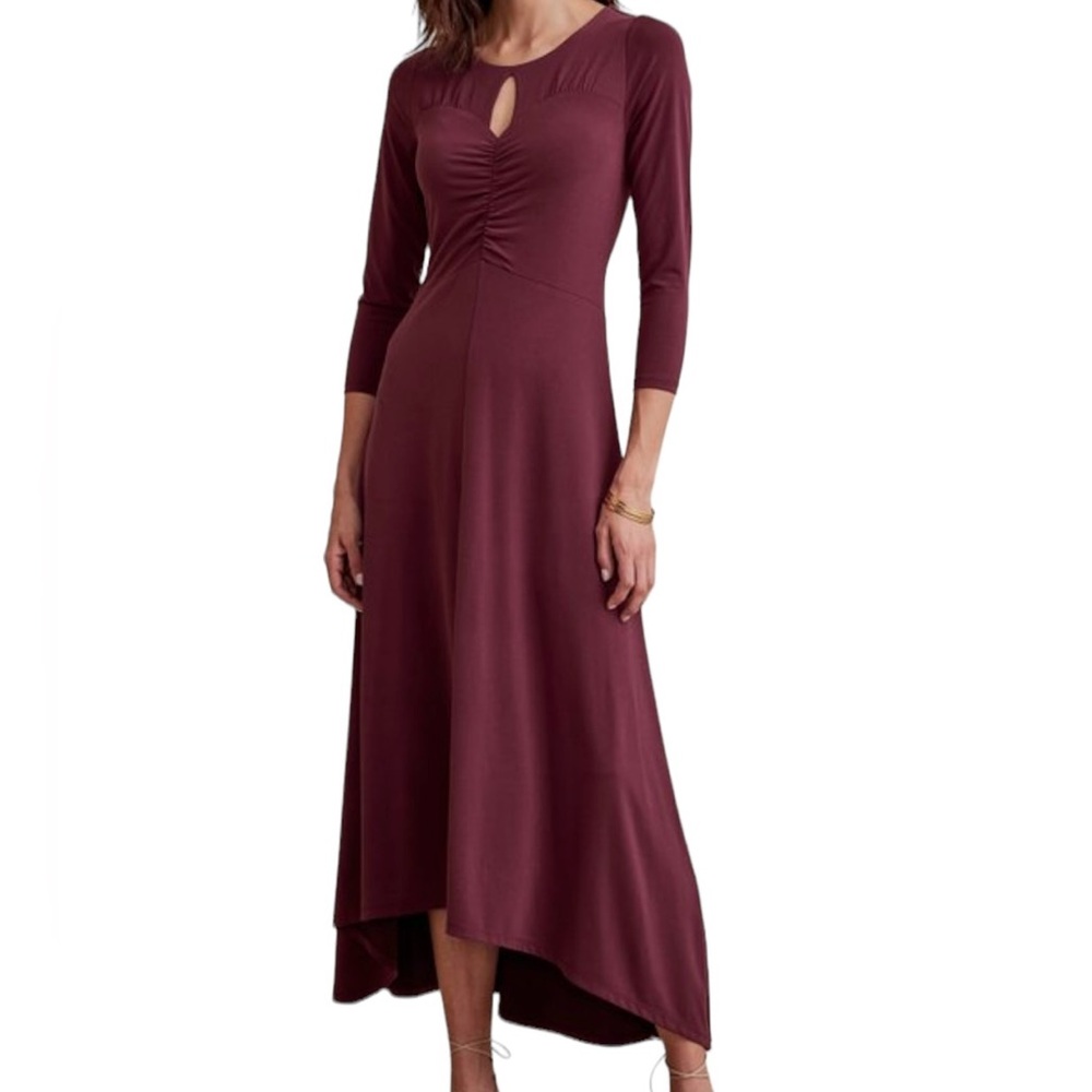 Soft Surroundings Purple Wine Jersey Knit Hi-Lo Monica Dress L